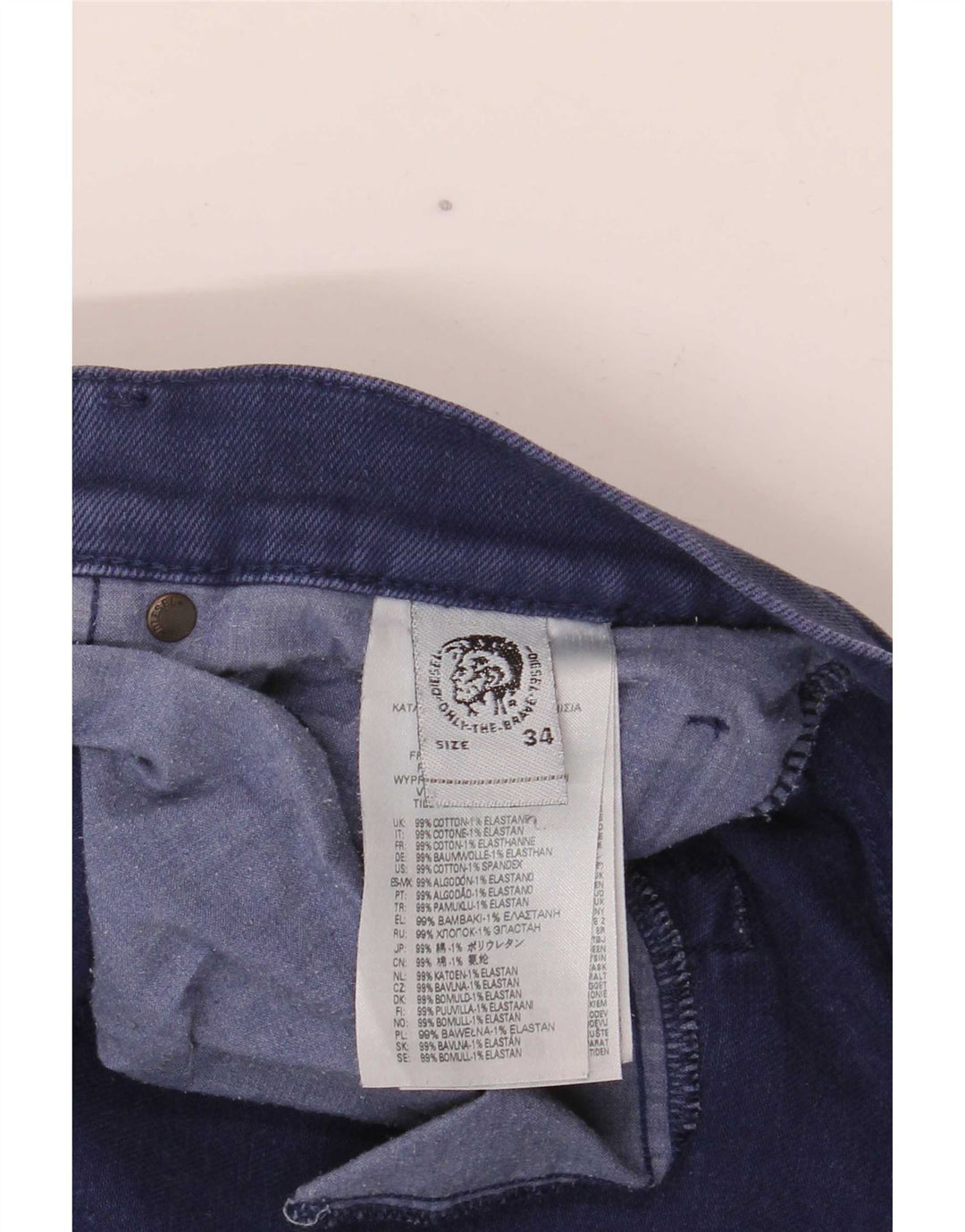 Diesel Vaqueros ajustados para hombre W34 L34 Algodón azul marino