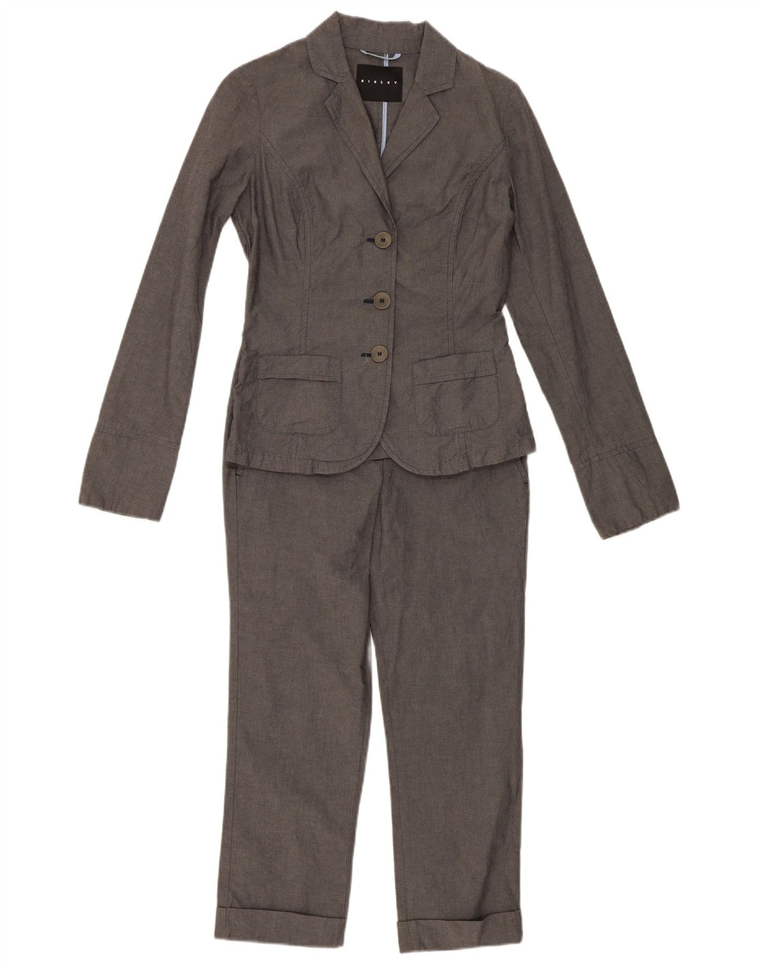 Sisley Traje de 2 piezas con 3 botones para mujer IT 40 Small W28 L23 Algodón gris