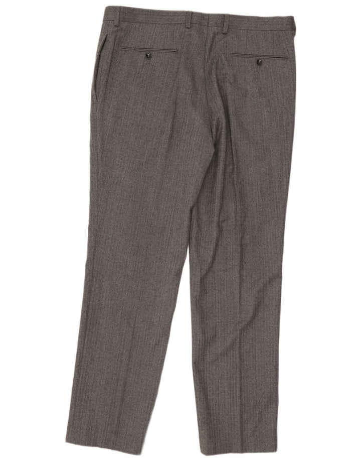 MARKS & SPENCER Pantalón de traje autógrafo para hombre W36 L31 Espiga gris