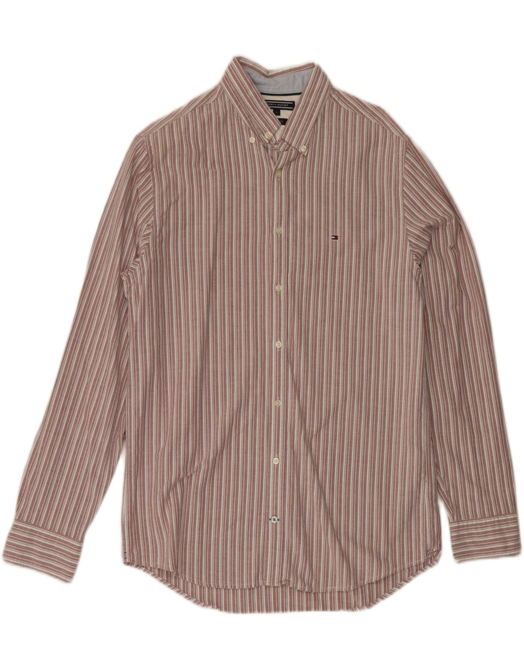 Camisa Tommy Hilfiger para hombre de algodón a rayas rojas grandes