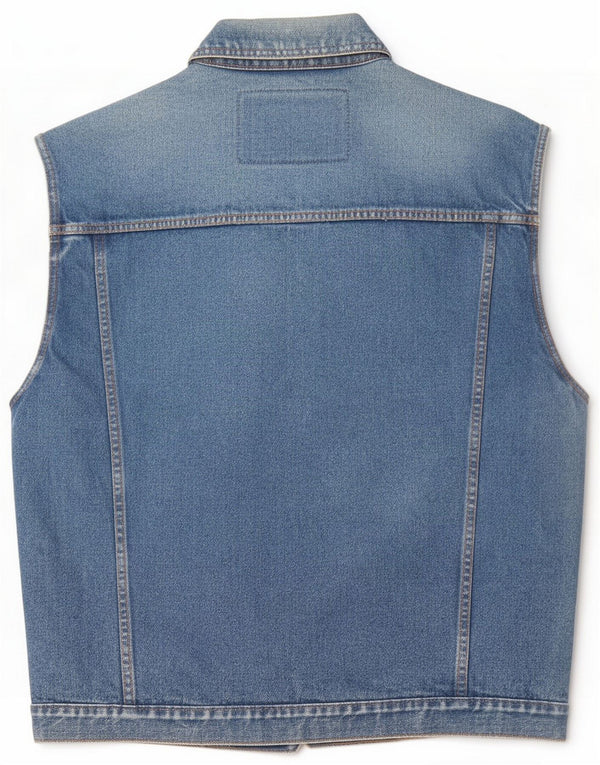 Vintage hombres denim Gilet Reino Unido 40 azul grande