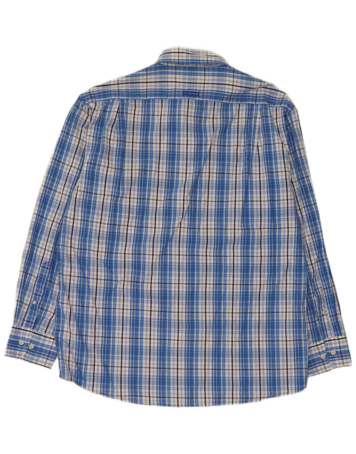 Asociación de Polo de EE. UU. Camisa Hombre Algodón Cuadros Azul Grande