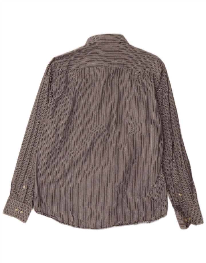 ASCOT SPORTS Camisa para hombre grande de algodón a rayas grises