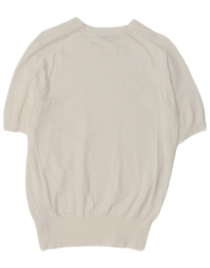 Zara Mujer Blusa Manga Corta Top Grande Viscosa Blanco