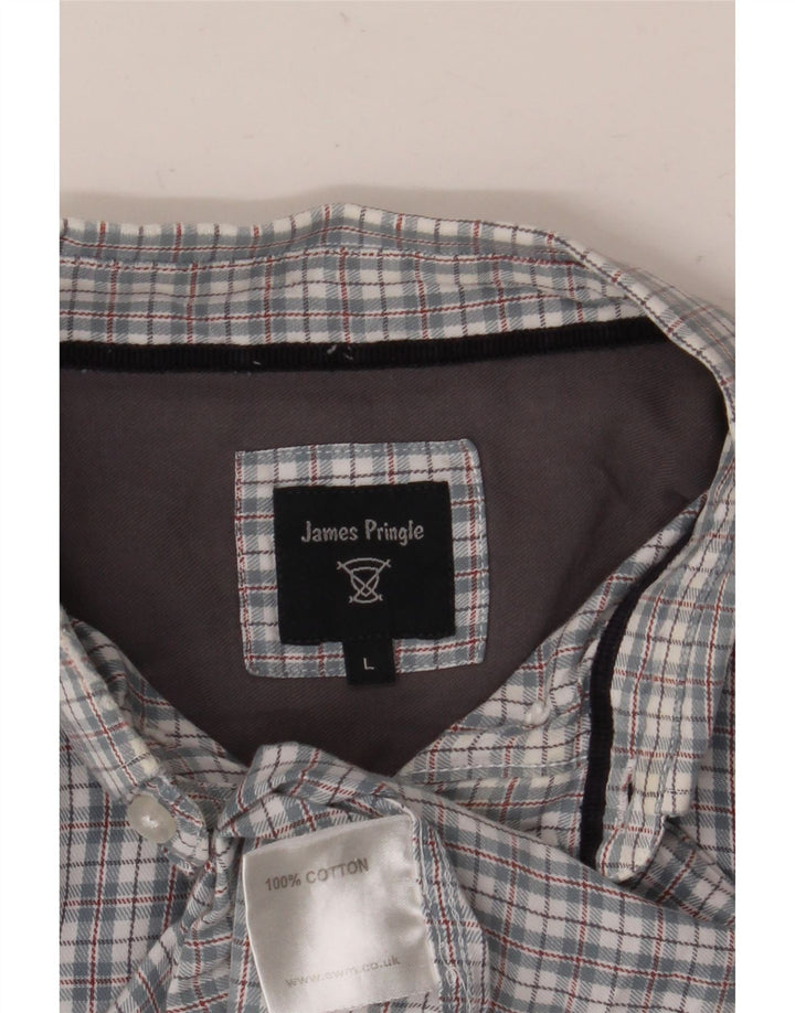 Camisa de franela para hombre James Pringle de algodón a cuadros grises grandes