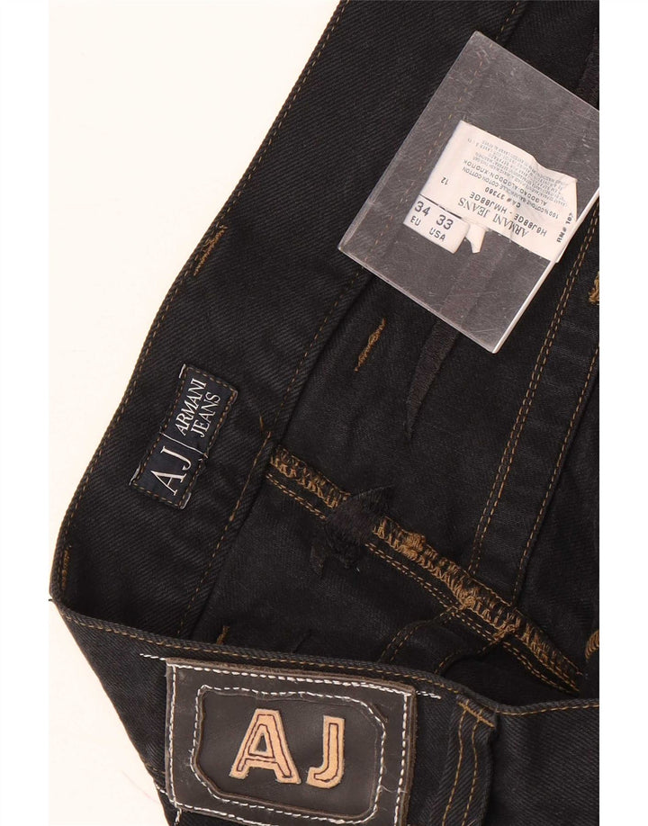 Armani Jeans rectos desgastados para hombre W34 L34 Algodón negro