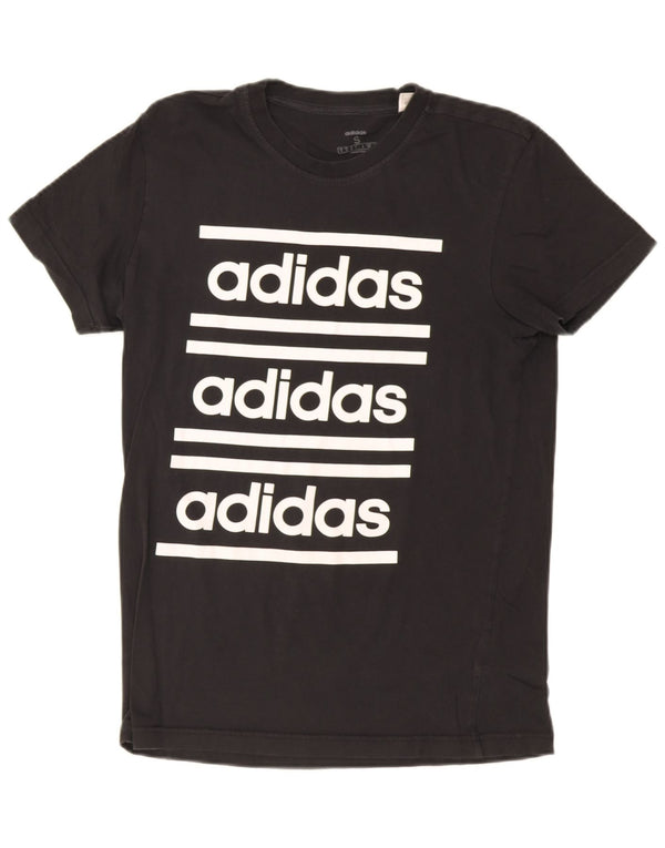 Adidas - Camiseta gráfica para hombre, talla pequeña, algodón negro