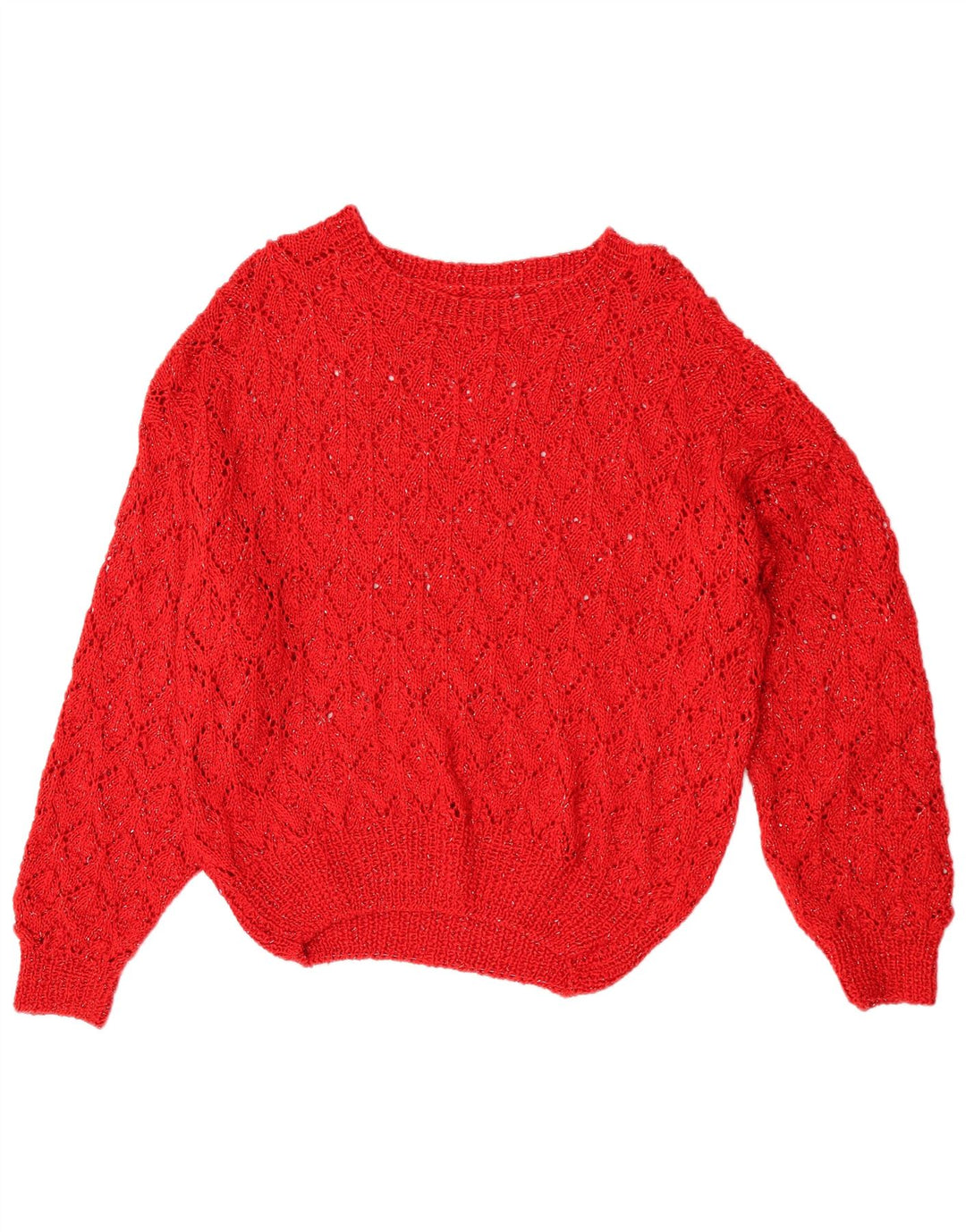 Vintage mujer barco cuello jumper suéter Reino Unido 16 rojo grande