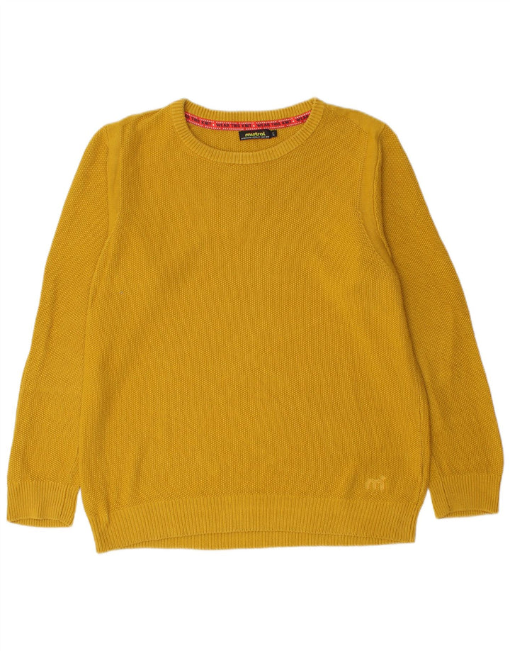 Mistral - Jersey de cuello redondo para hombre, talla grande, algodón amarillo
