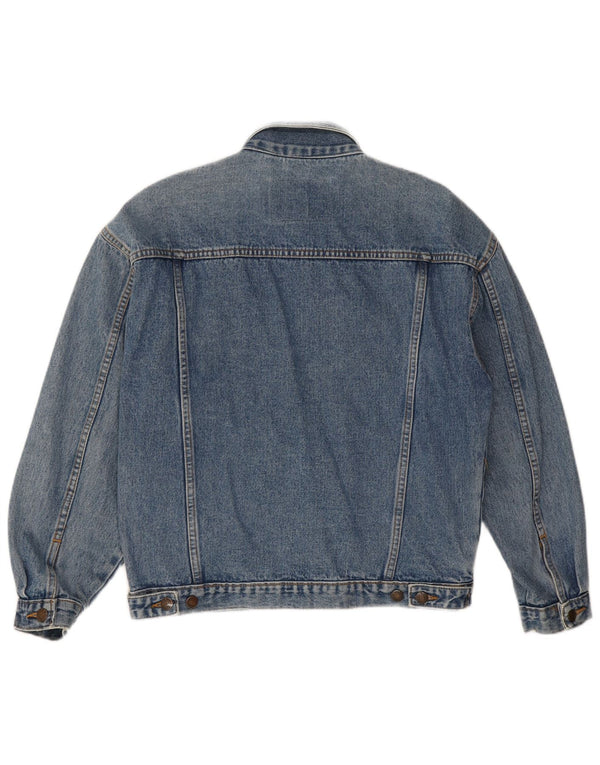 Vintage hombres chaqueta de mezclilla Reino Unido 38 algodón azul medio
