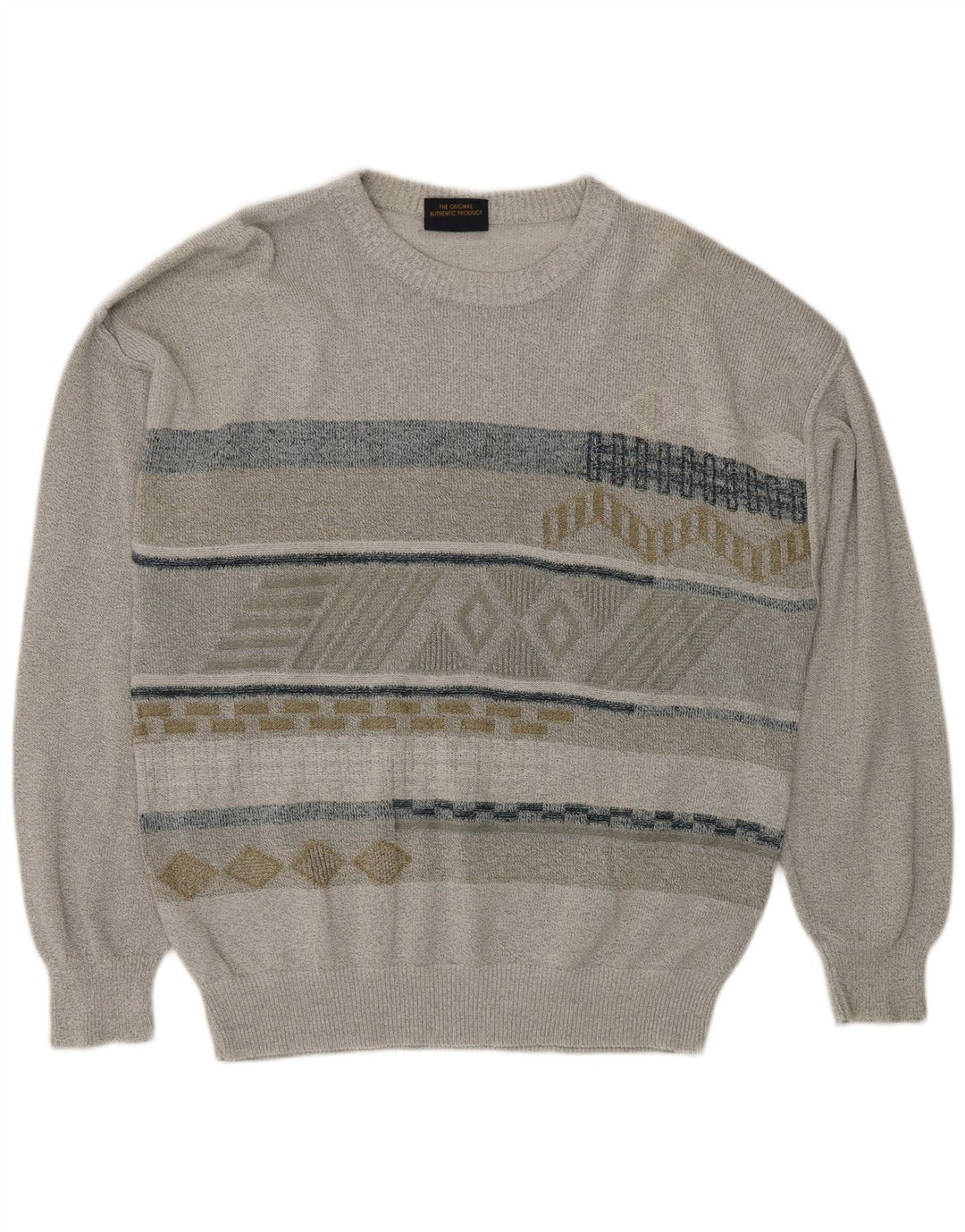 Greenfield Jersey De Cuello Barco Para Hombre Jersey Grande Gris Geométrico