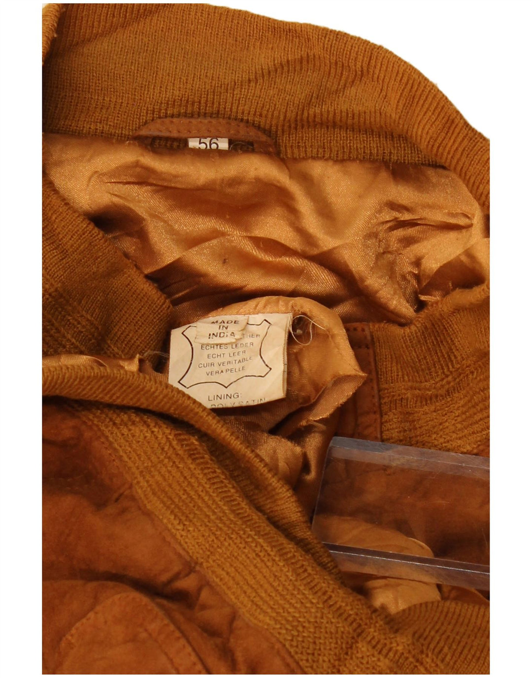 Vintage hombres ante bomber chaqueta EU 56 3XL cuero marrón