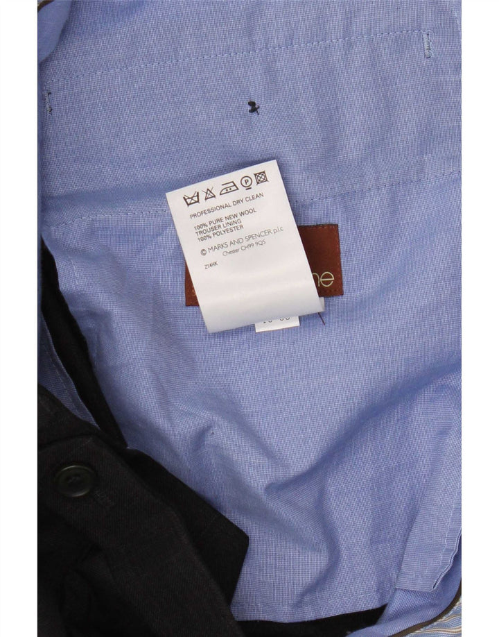 Marks & Spencer Pantalón de traje recto para hombre W36 L31 Lana virgen a cuadros grises