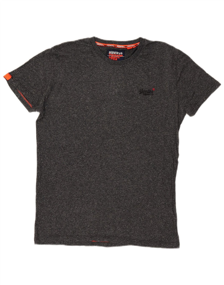 Superdry Camiseta para hombre Top de algodón moteado en gris medio