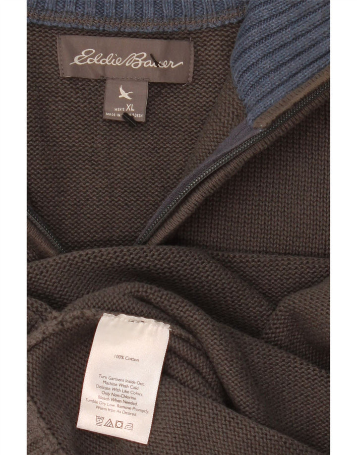 EDDIE BAUER Jersey con cuello y cremallera para hombre XL Algodón gris