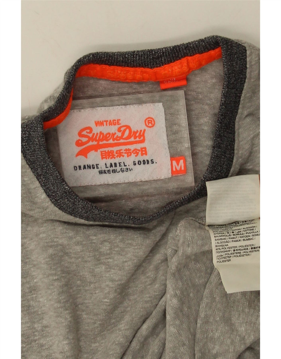 Superdry Camiseta para hombre Top de algodón moteado en gris medio
