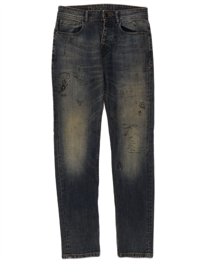 DESIGUAL Womens Graphic Slim Jeans W30 L31 Blue