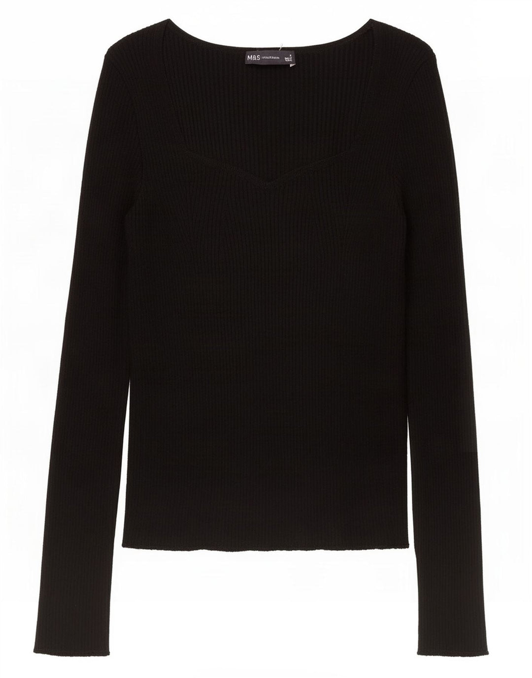 Marks & Spencer Top para mujer de manga larga UK 8 Small Viscosa negra