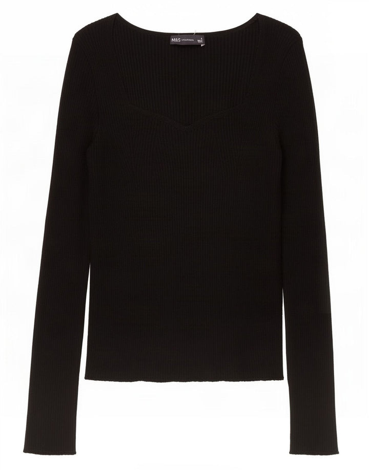 Marks & Spencer Top para mujer de manga larga UK 8 Small Viscosa negra
