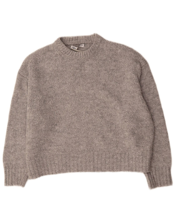 Zara Suéter De Cuello Redondo De Gran Tamaño para Mujer UK 44 Acrílico Gris Medio