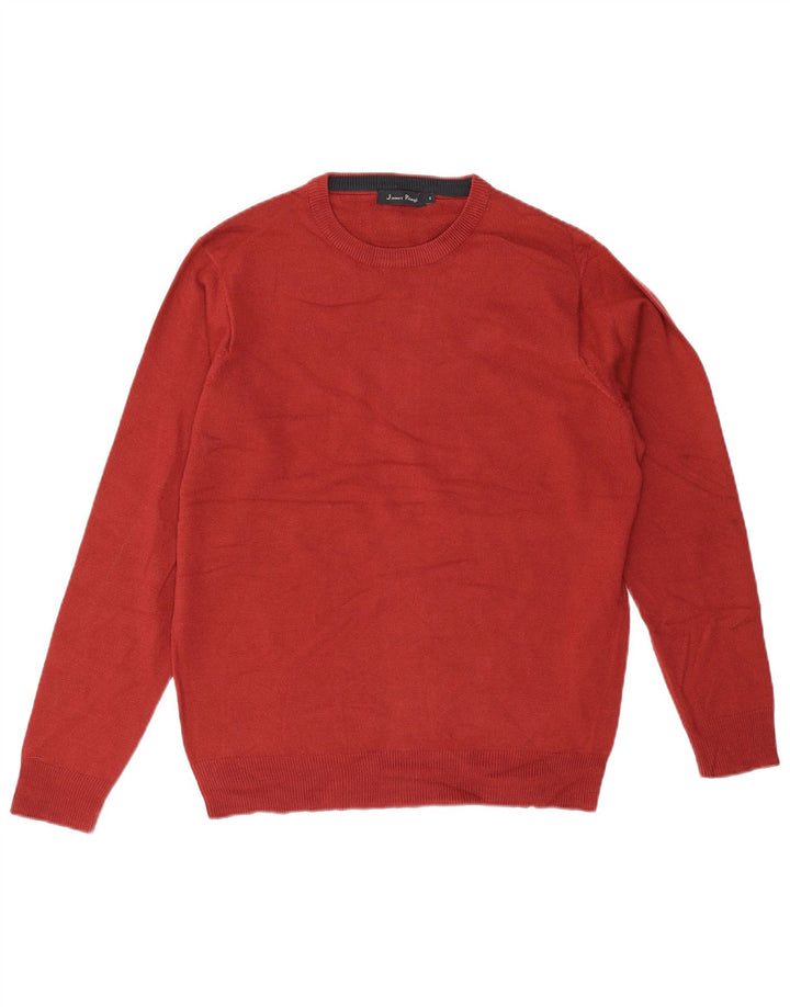 JAMES PRINGLE Suéter de cuello redondo para hombre pequeño acrílico rojo
