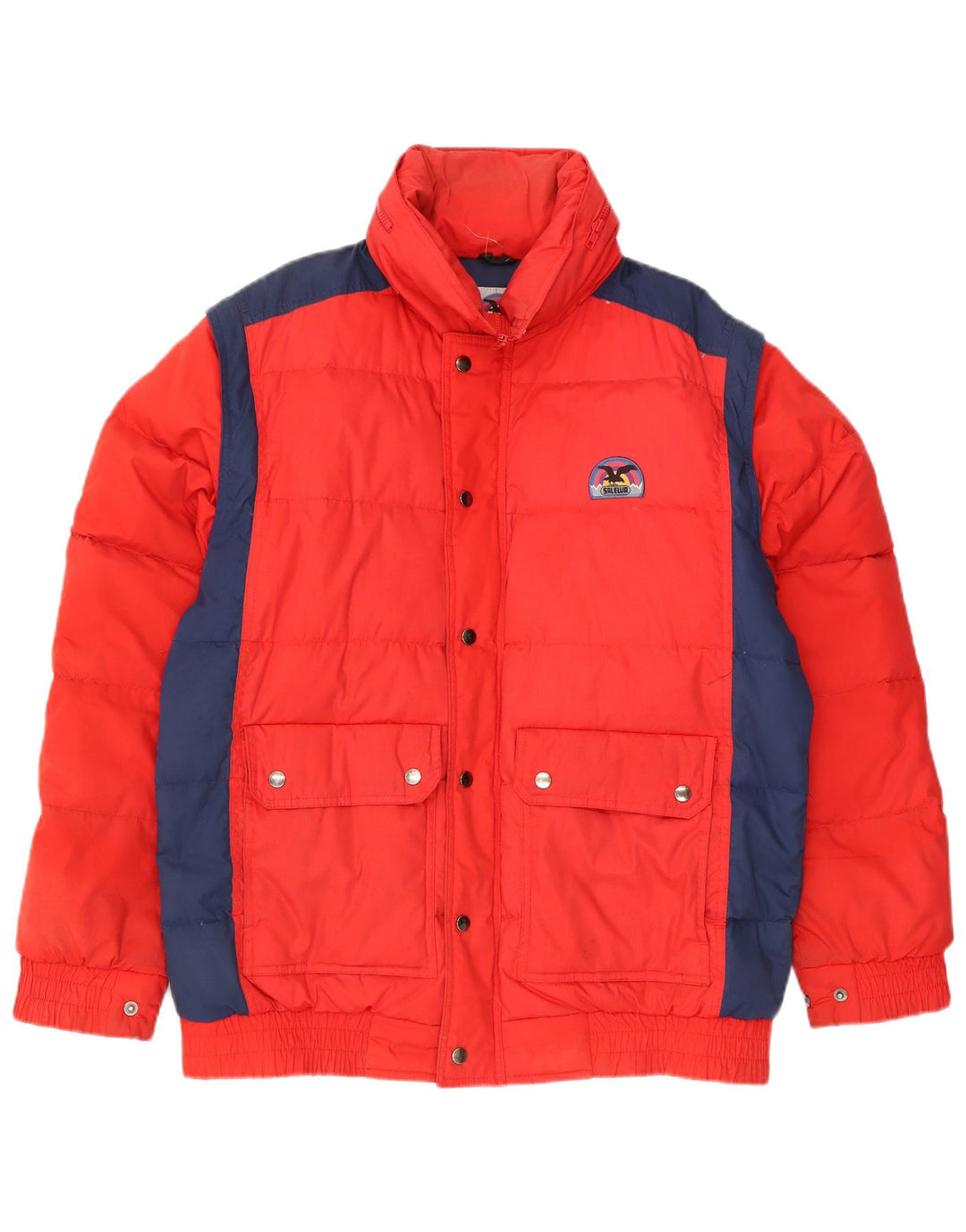 SALEWA Chaqueta acolchada con capucha para hombre UK 40 Large Rojo Colorblock Poliéster
