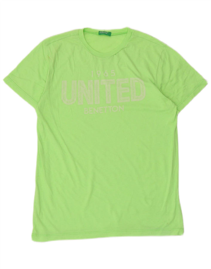 Benetton Camiseta Estampada para Mujer UK 40 Verde Medio