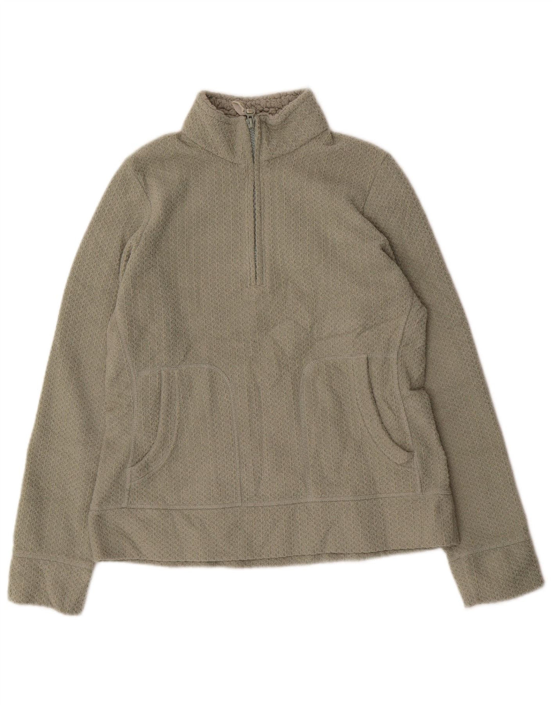 Marks & Spencer Sudadera con Cuello y Cremallera para Mujer UK 12 Medium Khaki