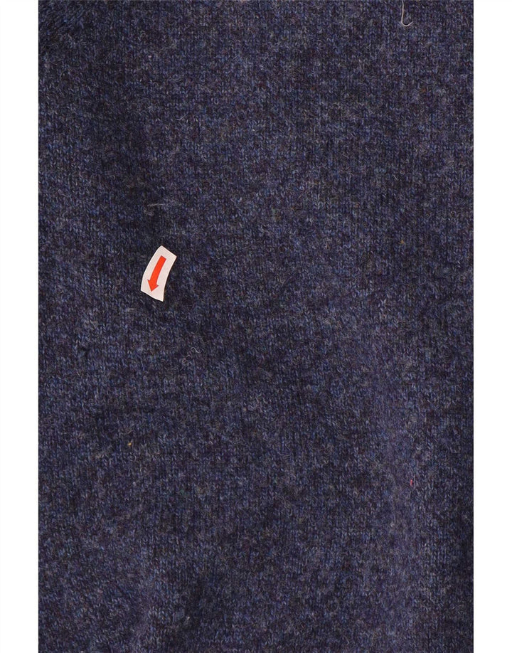 Marks & Spencer Jersey con cuello en V para hombre de lana moteada en azul marino mediano