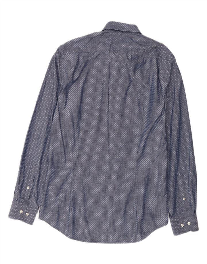 Camisa a medida para hombre Tommy Hilfiger Talla 40 15 3/4 Medio azul manchado