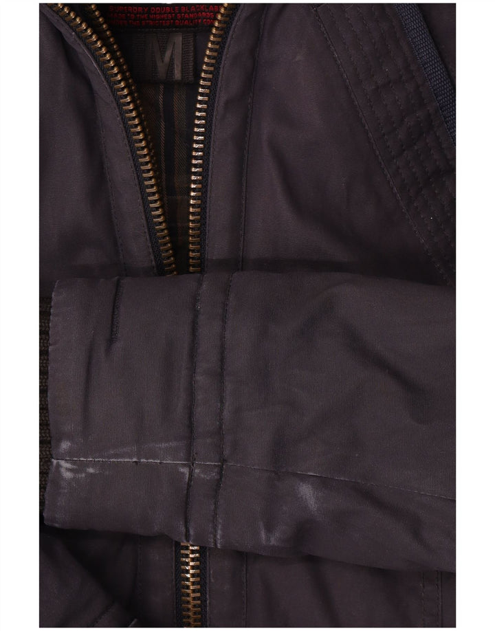 Superdry Chaqueta cortavientos con capucha para mujer, Reino Unido 44, Algodón azul marino mediano