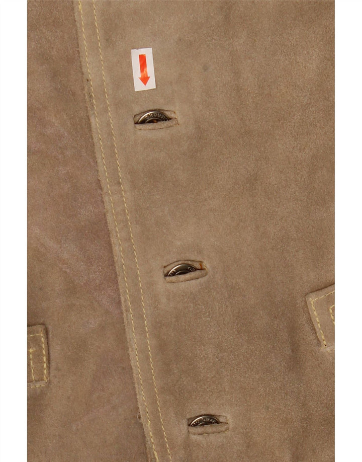 El Charro Chaleco De Ante Para Hombre Cuero Beige Medio