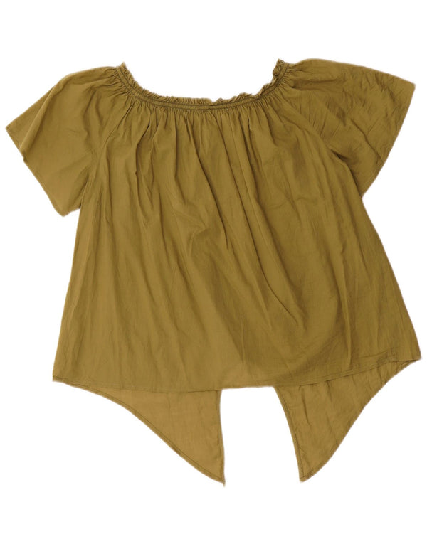 Benetton Top Con Hombros Descubiertos Y Lazo En La Parte Delantera para Mujer UK 44 Medium Khaki