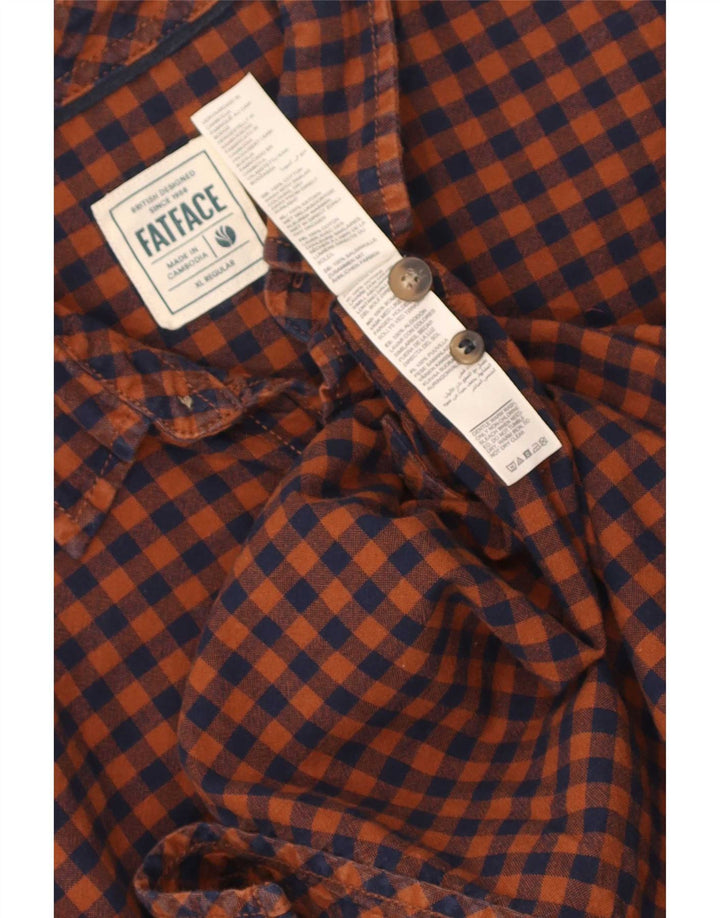Camisa de franela de corte estándar para hombre de Fat Face XL de algodón a cuadros naranja