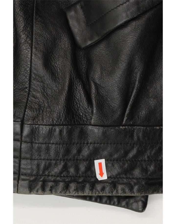 Vintage mujer chaqueta de cuero Reino Unido 14 grande negro
