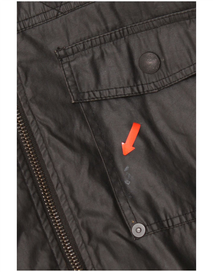 Vintage hombres chaqueta utilitaria Reino Unido 40 algodón negro grande