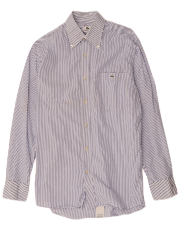 Camisa Lacoste Hombre Talla 39 Algodón Rayas Azul Medio