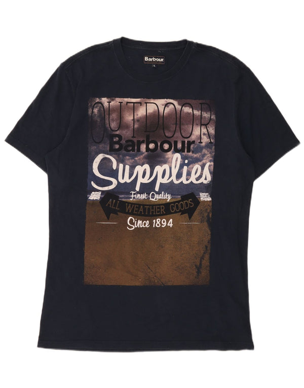 Barbour Camiseta Gráfica Para Hombre Top XL Algodón Azul Marino