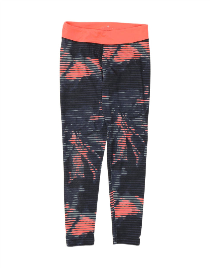 Adidas Leggings cortos para mujer UK 8/10 Poliéster a rayas azules pequeñas