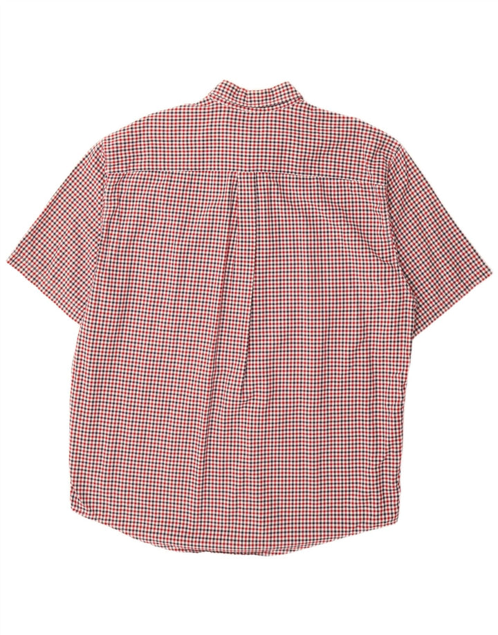 Eddie Bauer Camisa alta de manga corta para hombre XL Algodón a cuadros rojo