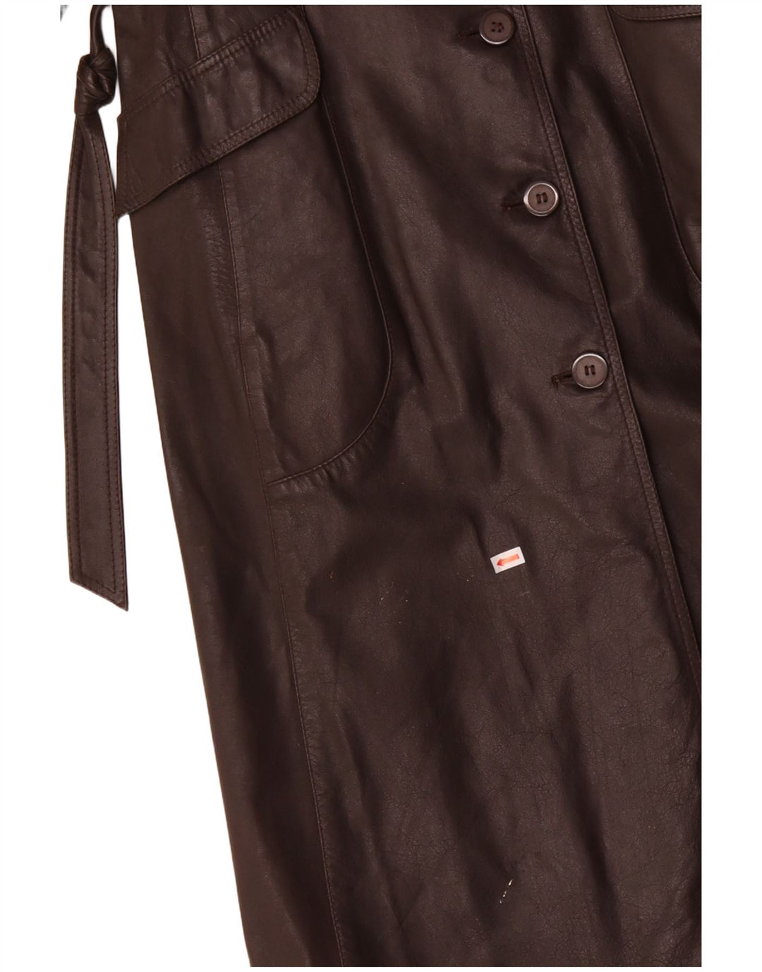 VINTAGE Abrigo de cuero para mujer Reino Unido 12 Cuero marrón medio