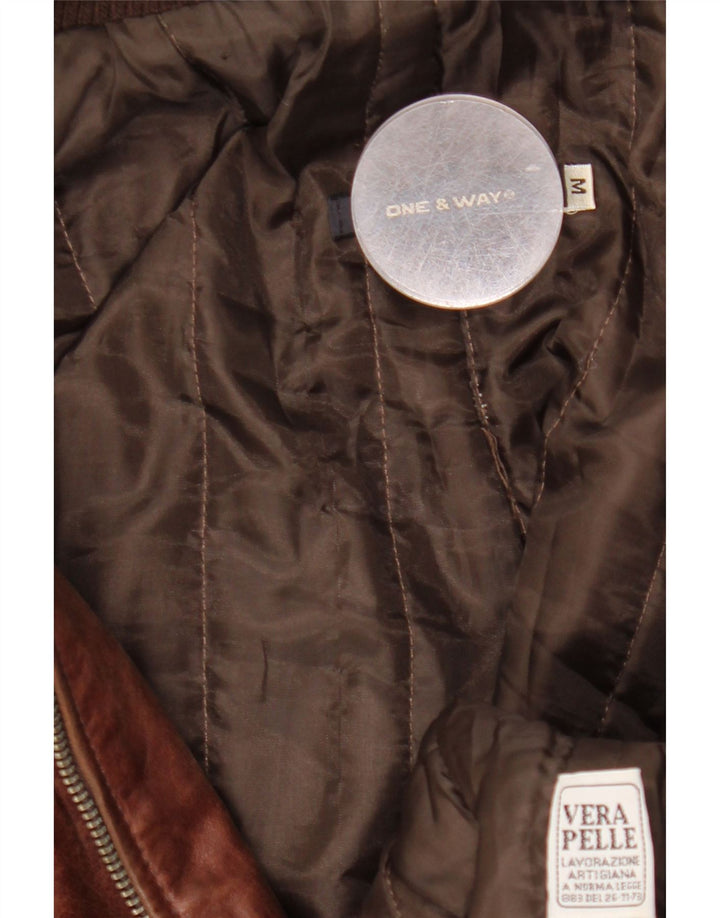 Vintage chaqueta de cuero para hombre Reino Unido 38 cuero marrón medio