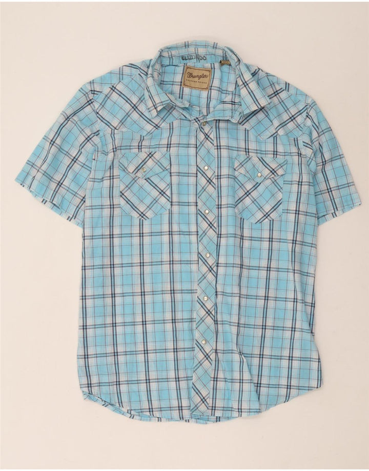 Wrangler Camisa De Manga Corta Hombre XL Azul Cuadros Algodón
