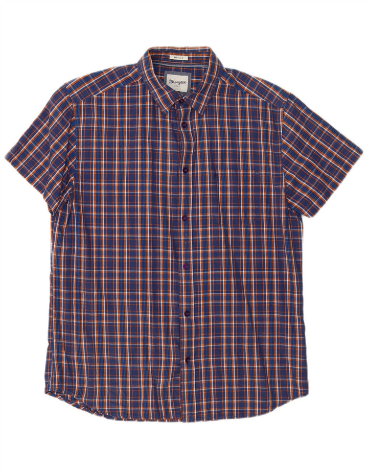 Wrangler Camisa Regular Fit De Manga Corta Para Hombre Algodón A Cuadros Azul Marino Grande