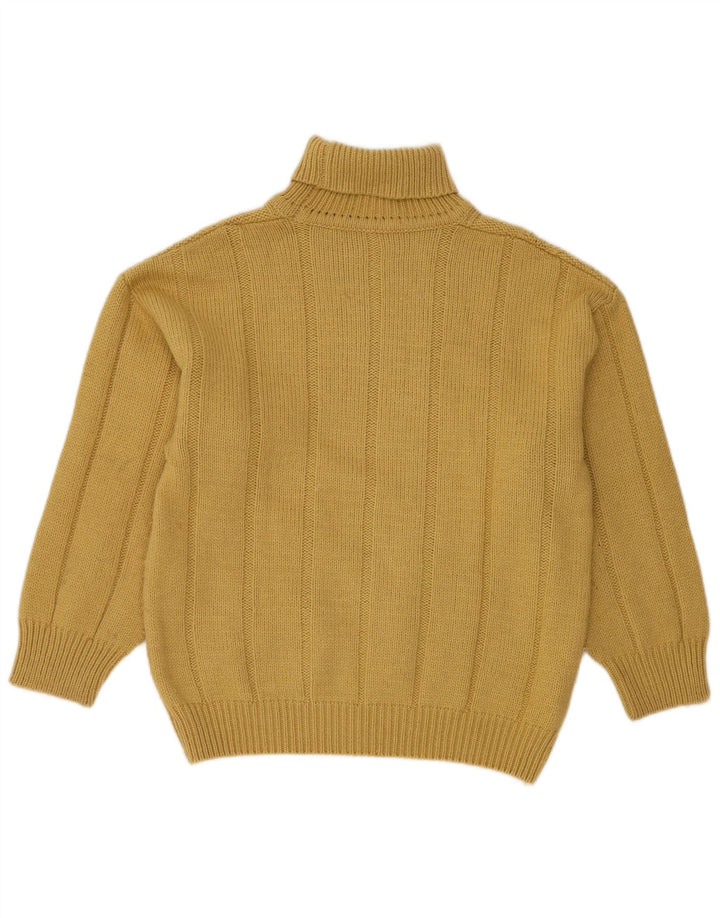 VINTAGE Jersey de cuello vuelto para mujer IT 48 XL Lana amarilla