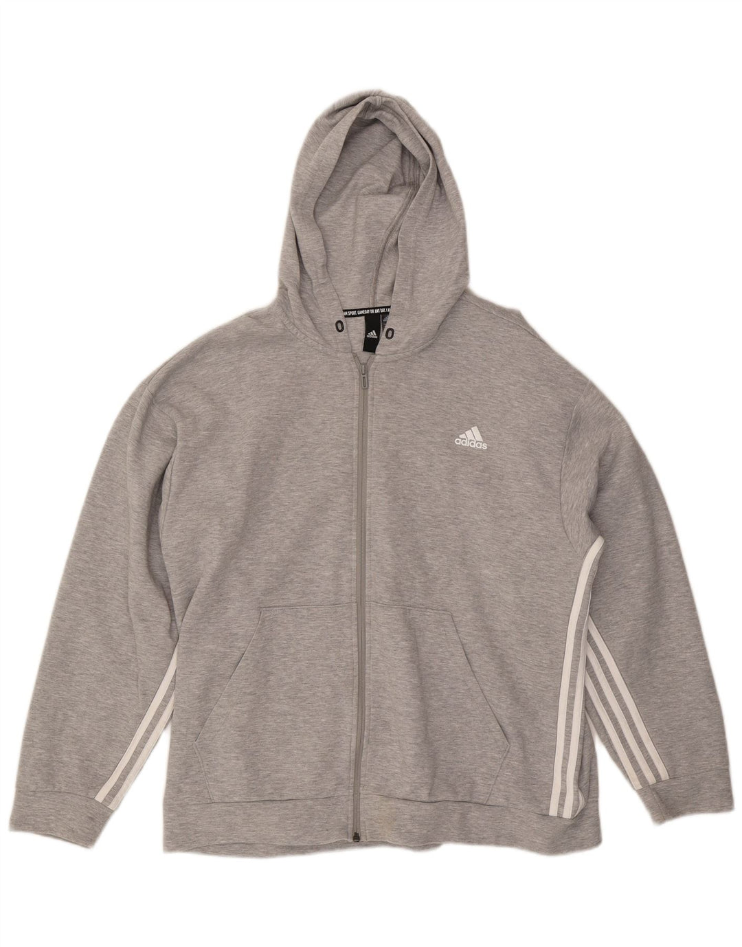 ADIDAS Sudadera con capucha y cremallera para hombre XL Algodón gris