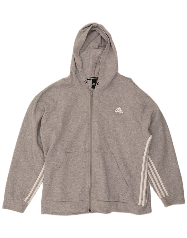 ADIDAS Sudadera con capucha y cremallera para hombre XL Algodón gris