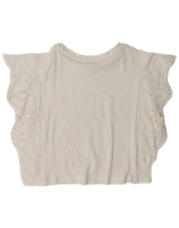 Zara Mujer Camiseta Top UK 10 Small Blanco