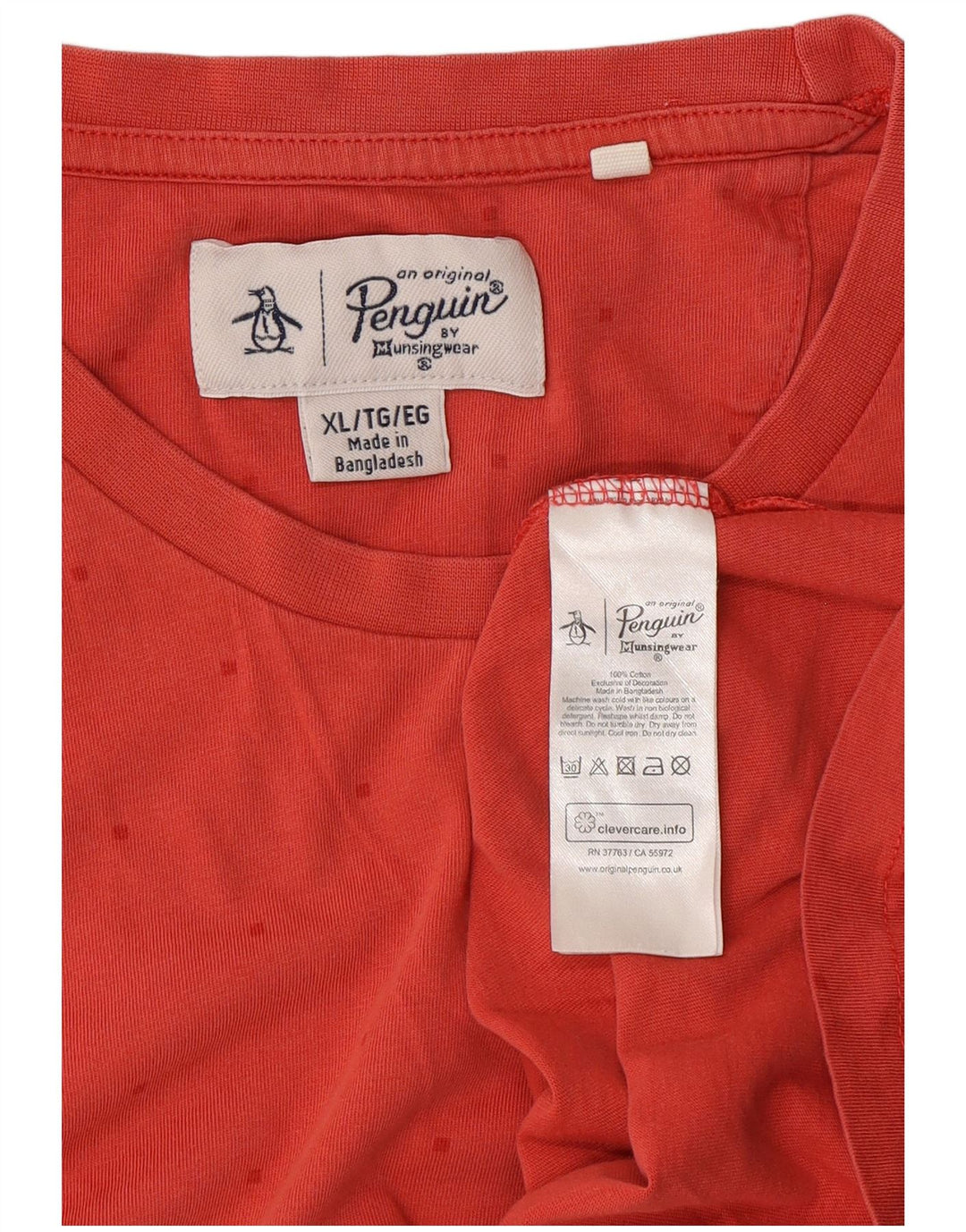 Penguin Camiseta Hombre Top XL Algodón Manchado Rojo