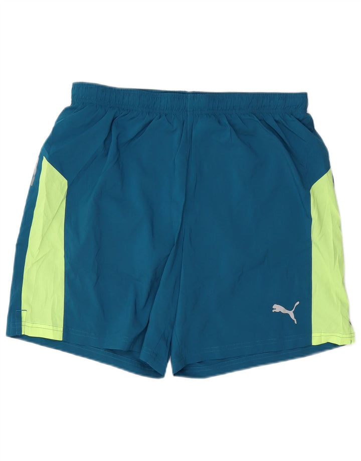 PUMA Pantalones cortos deportivos para hombre, color azul grande, color block